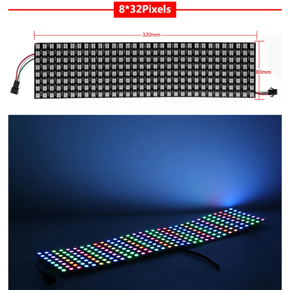 WS2812B 5 Напряжение Панель экран 8*8/16*16/8*32 пикселей цифровой гибкий светодиодный программируемый индивидуально адресуемый полноцветный DC5V - Испускаемый цвет: 8x32 size
