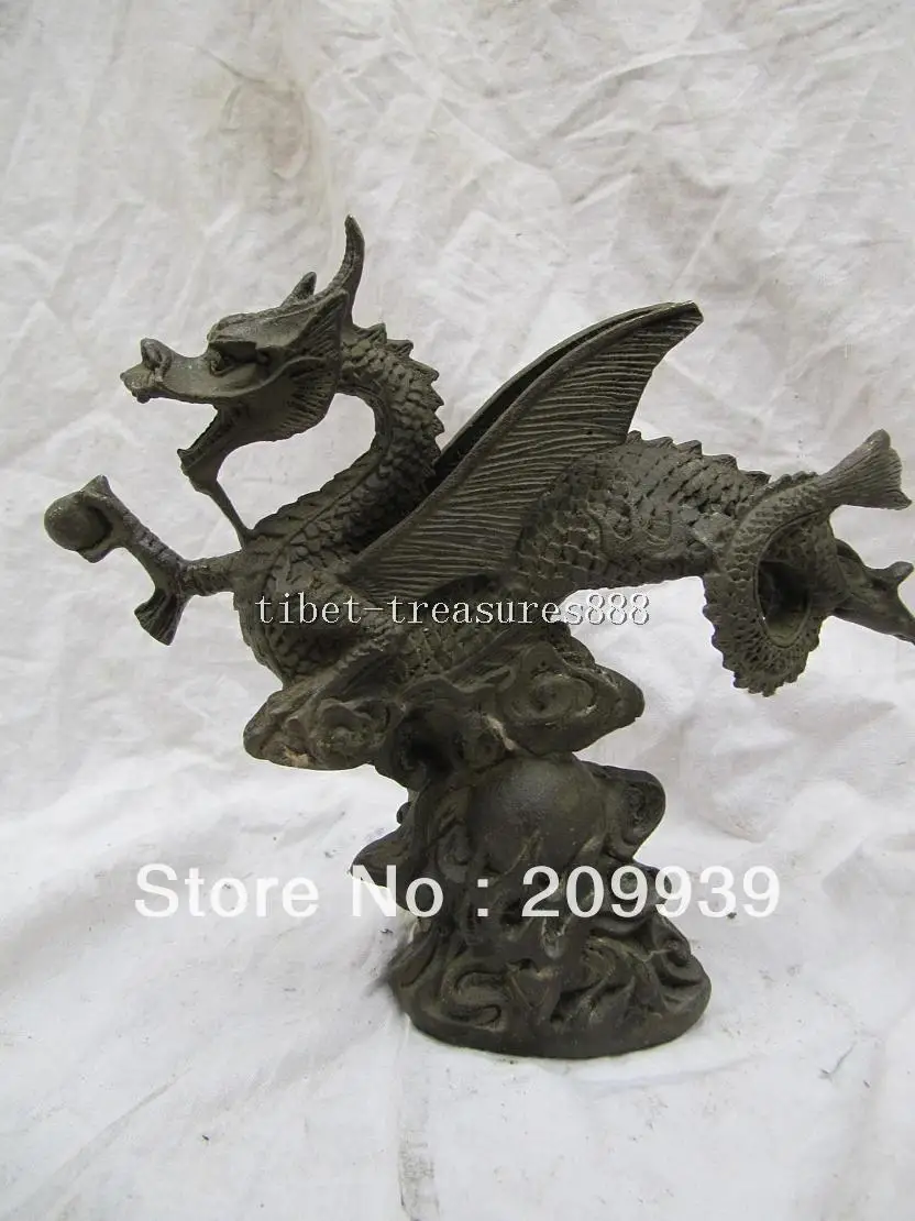 

002 pure bronze carvings winged dragon statue classical fast shipping