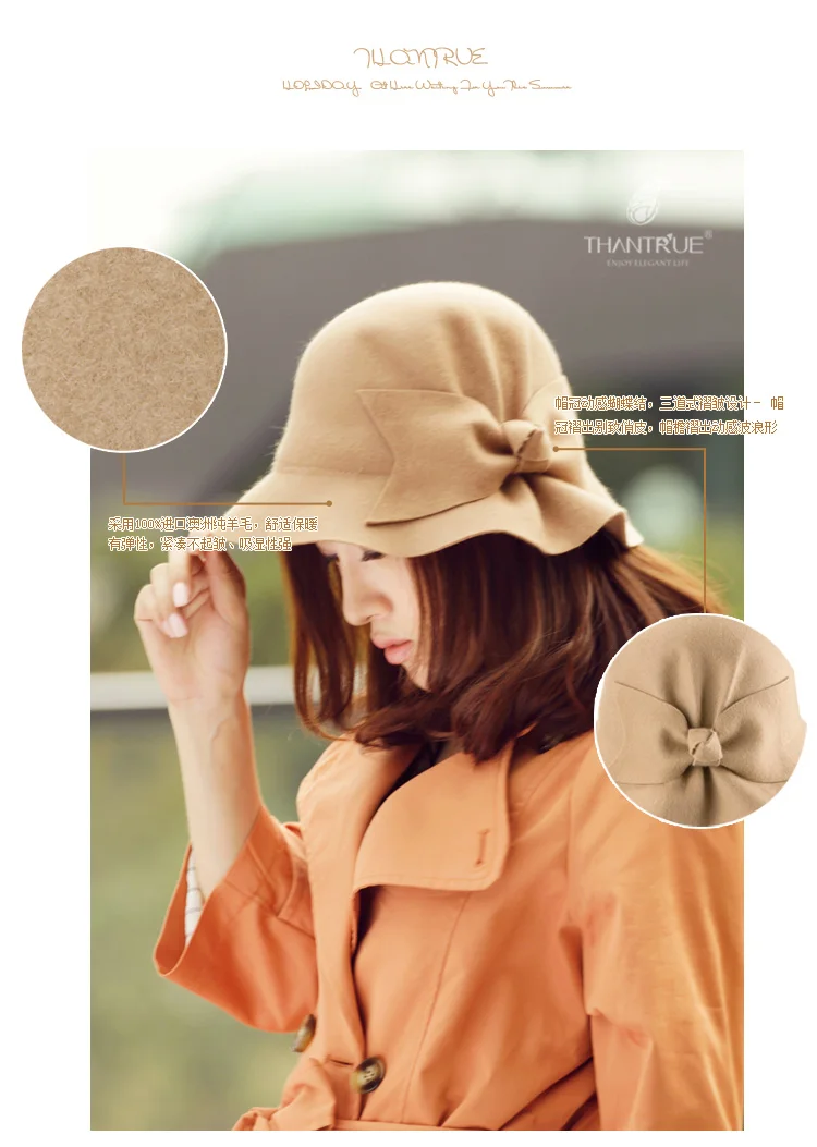 Модная Шляпа Fedora для девочек, Женская шерстяная шляпа для отдыха, шерстяная шляпа Fedora с бантиком, осенне-зимняя шерстяная шляпа, элегантная Складная Дамская купольная шапка B8953