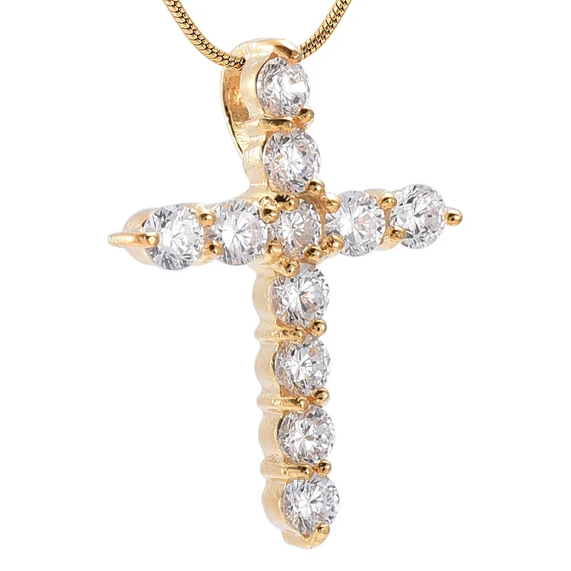 IJD2549 элегантные женские с кристаллами установка маленький кросс-подвесные прелести ожерелье золотого цвета с бесплатным подарком цепочки с прямоугольными звеньями - Окраска металла: Gold