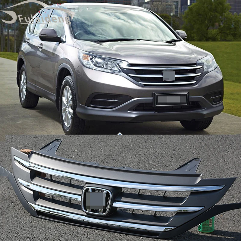 Front Bumper Grille For 2012-2014 Honda CR-V – Upper Hood Grill With Chrome Trim, ABS Plastic, Direct Fit