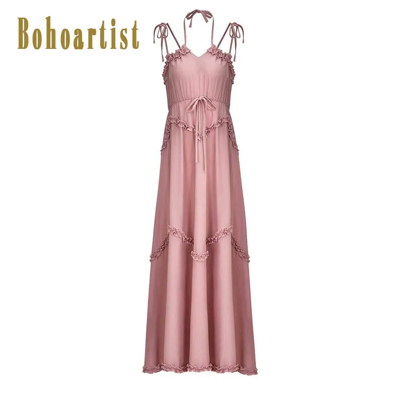 Bohoartist женские макси платья элегантные сексуальные шифоновые летние OL Boho