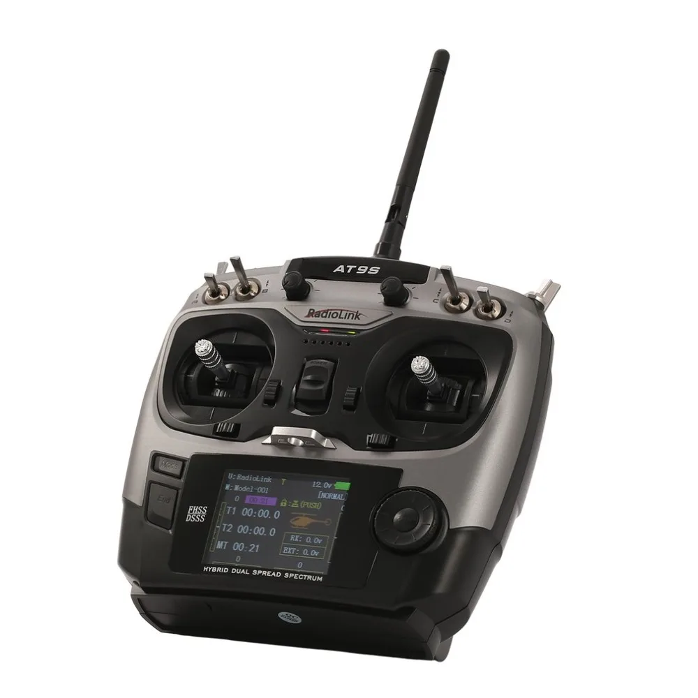 

Upgrade Radiolink AT9S 2.4G 10CH Transmitter Radio with R9DS Receiver DSSS FHSS for RC Helicopter Drone Fixed-wing Mode 2