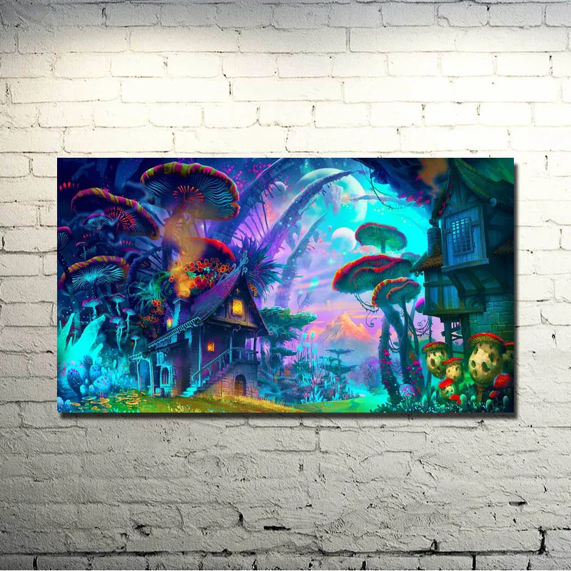 

Psychedelic Trippy Abstract Art Silk Fabric Poster Print 13x24 24x43inch Picture for Living Room Wall Decoration Gift