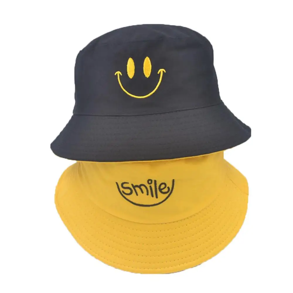 Femtindo Double Side Smile Print Black White Bucket Boonie Fisherman Safari Hat Gorro Pescador Bob Caps
