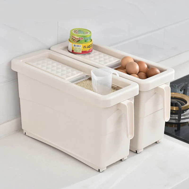 

1PC Kitchen Rice Fruits Storage Box Bucket Cereal Dry Food Keepers Container Spice Holders Sliding Lid with Thick Flour Bucket
