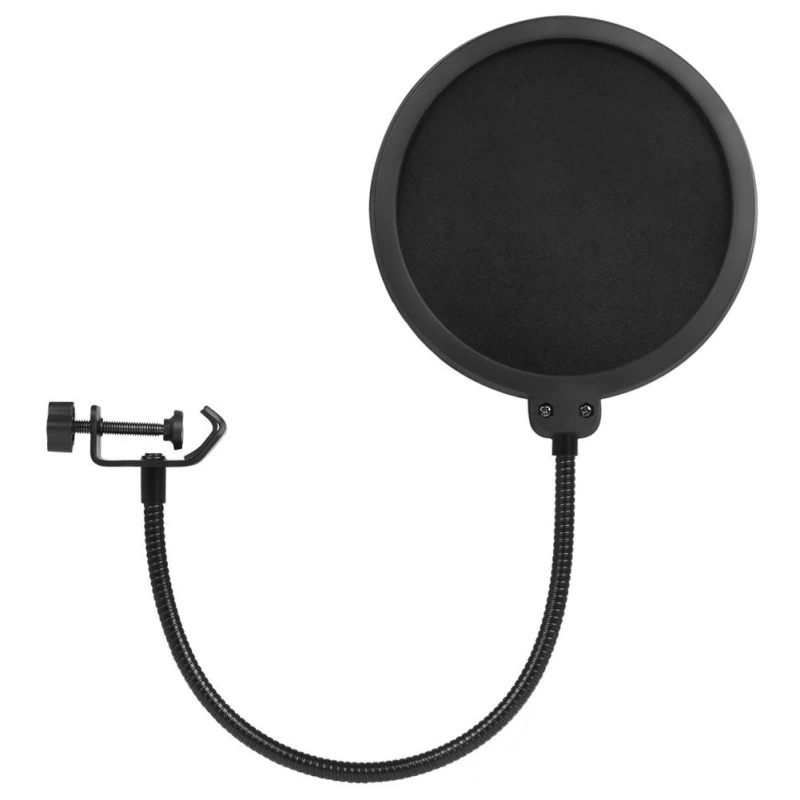 

Updated Microphone Filter Dual Layer Mic Shield with Clip Stabilizing Arm for Recording Vocals Home Studio Broadcasting