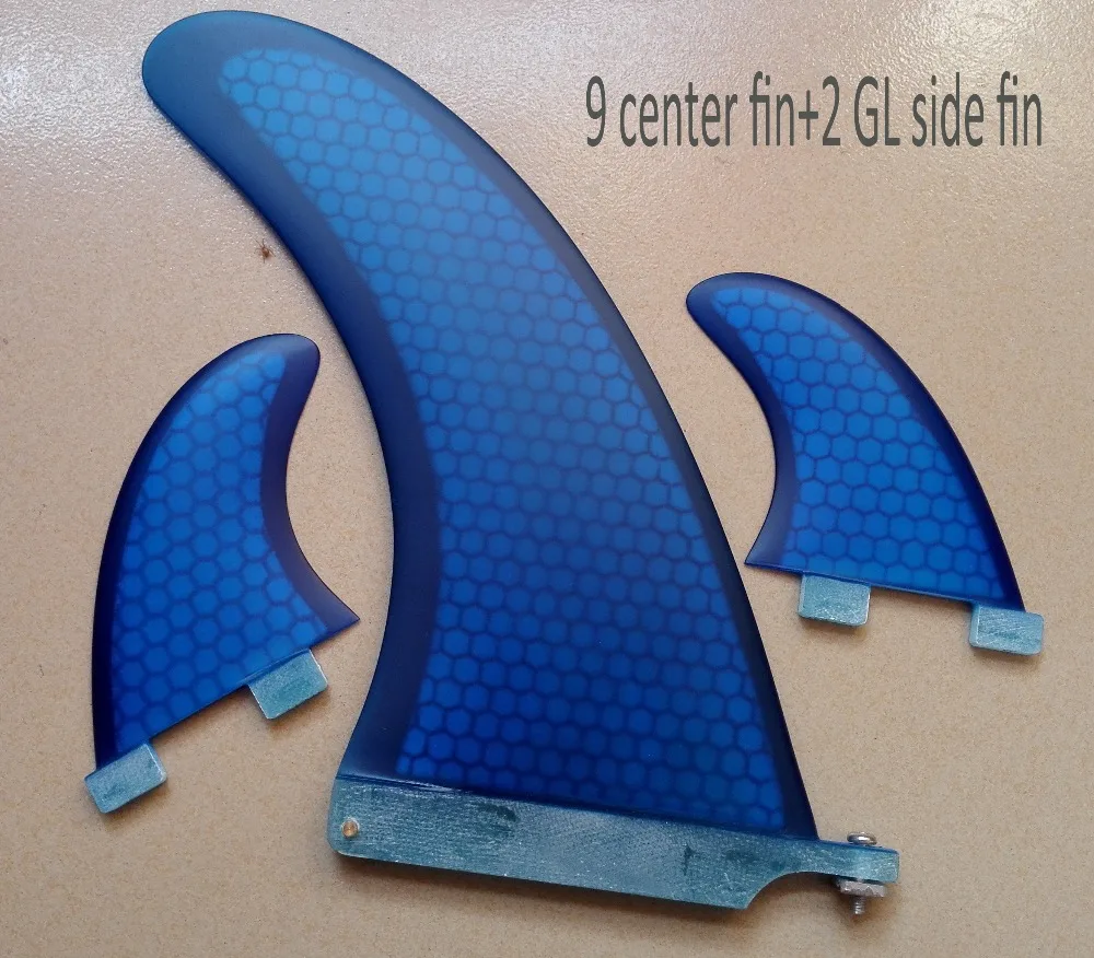 

Blue 9 inch center fin and 2 pcs GL FCS surf fin fiberglass honey comb surfboard fin