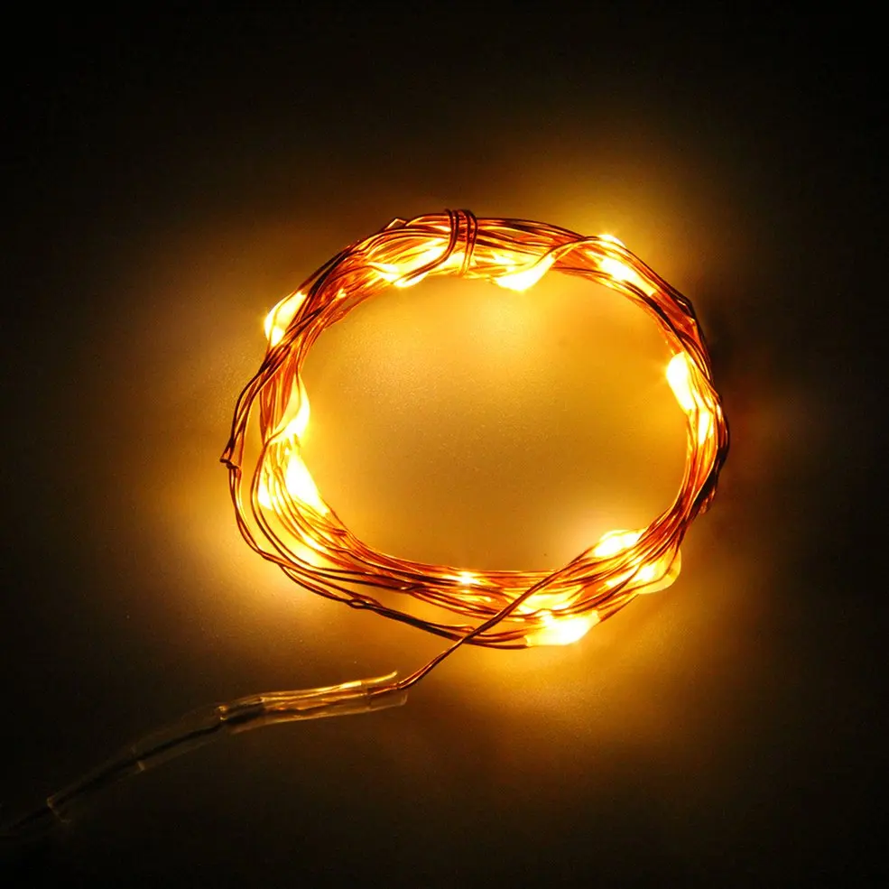 

10 pcs 2m 20 LEDs Button Battery Operated LED Copper Wire String Fairy Lights Party Warm White
