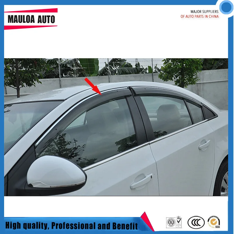 

4 Piece Injection molding trim vent shade rain sun wind deflector window visor for Cruze 2009 10 11 12 13 14 15 16 17 2018