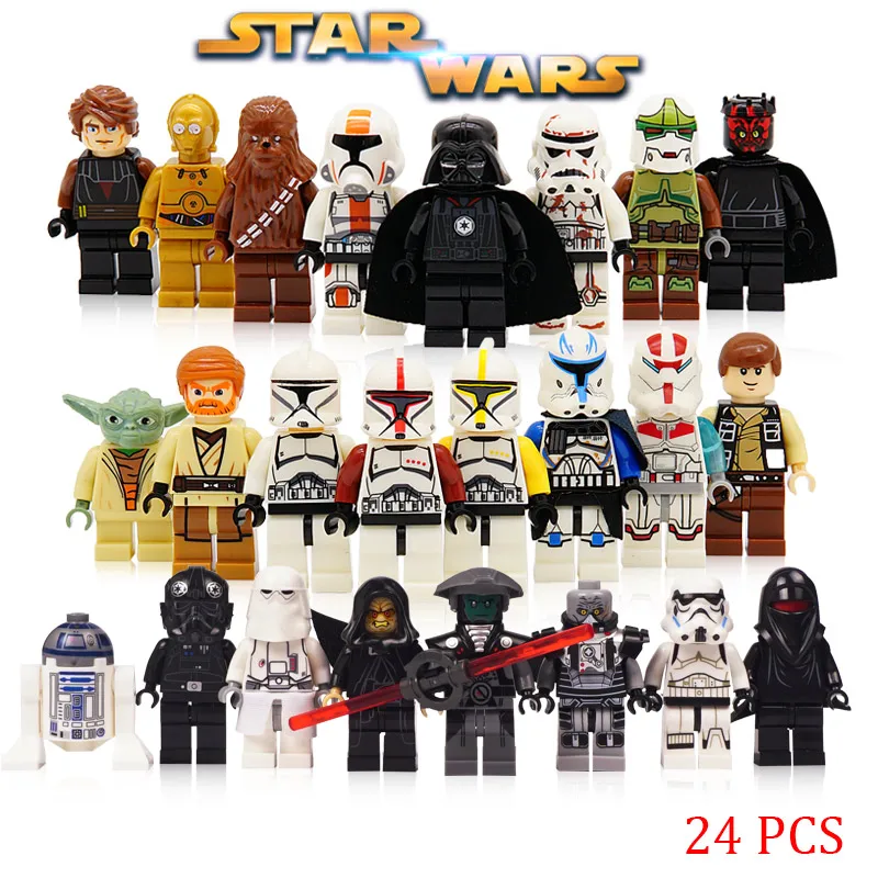 

24pcs/lot Building Block LegoINGlys Starwars Last Jedi Yoda Obi-Wan Darth Storm Han Solo Anakin Kids Star Wars Action Figure Toy