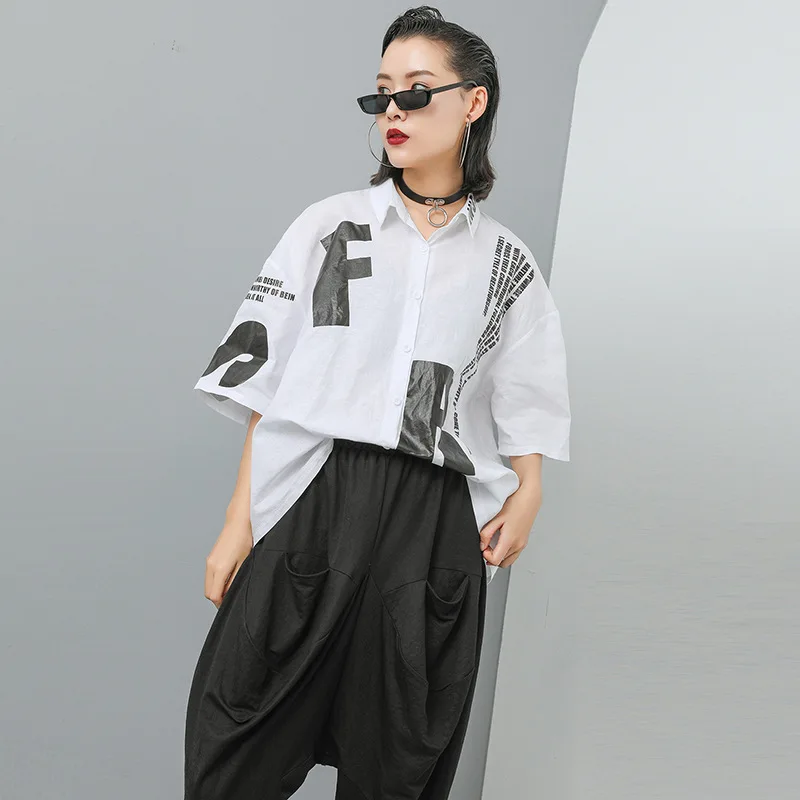 Max LuLu летние корейские роскошные стильные женские сексуальные топы женские 3d принтованные кофточки оверсайз повседневные блузки женская льняная одежда - Цвет: Белый