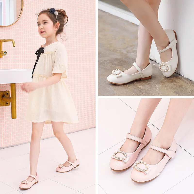 New spring autumn cute girls princess shoes comfortable PU leather flat ...