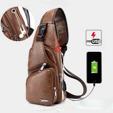 Мужские сумки через плечо мужские USB нагрудная сумка дизайнерская сумка-мессенджер кожаные сумки на плечо диагональная упаковка рюкзак для путешествий