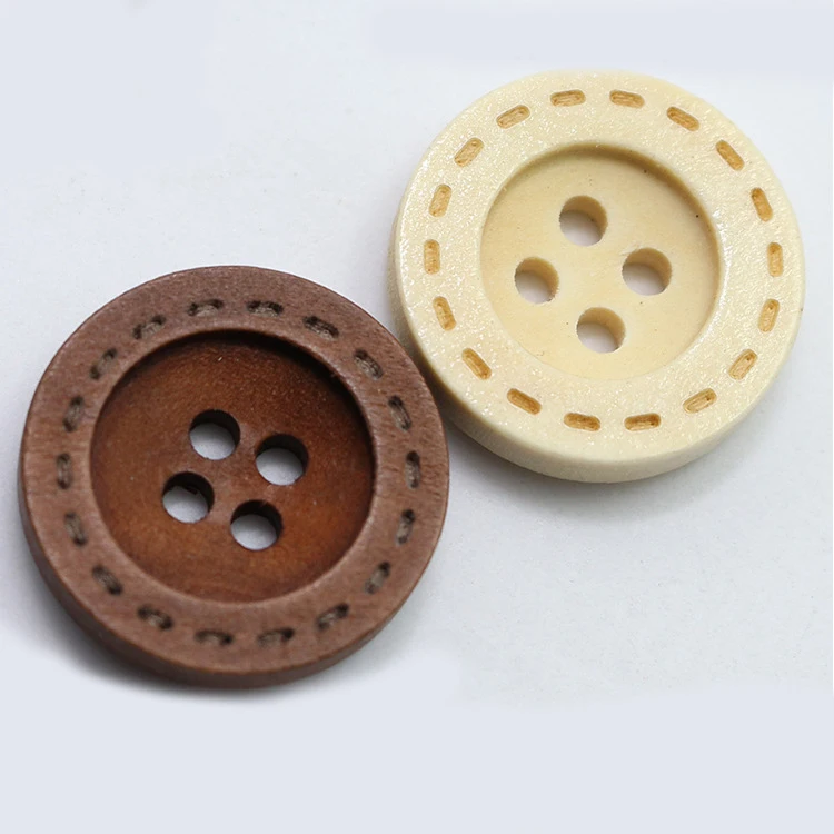 

Meetee 100pcs Wooden Button Four Holes Natural Round Buttons for T-shirt Skirt Garment Sewing DIY Handmade Accessories C1-5