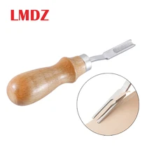 Lmdz punho de madeira estilo francês couro leathercraft borda chanfro corte de couro skiving ferramenta de corte de couro artesanato ferramenta