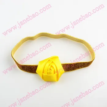 

free shipping 30pcs Rose flower headbands toddles headband Rolled Rose On glitter Headbands
