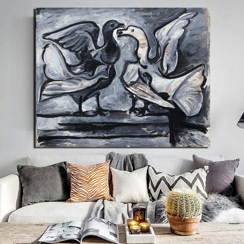 

Pablo Picasso Two Doves Canvas Painting Posters Prints Modern Wall Painting Pictures Framework For Living Room Home Decoration
