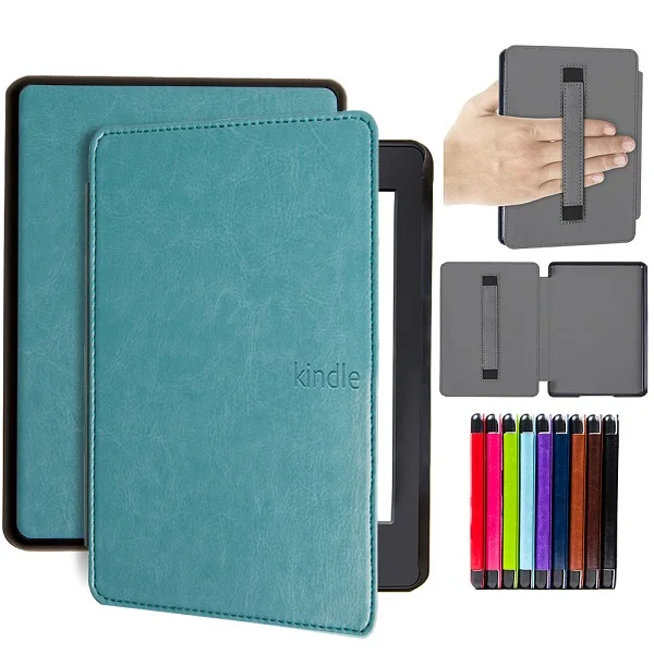 Кожаный чехол для amazon Kindle Paperwhite 4 для Paperwhite4() Чехол-книжка для чтения электронных книг с держателем для рук - Цвет: blue