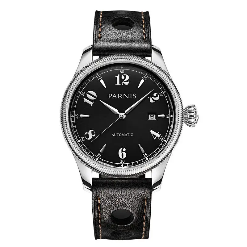 New 42mm Parnis Sapphire Black Dial Japan Automatic Movement Men Wrist Watch free shipping