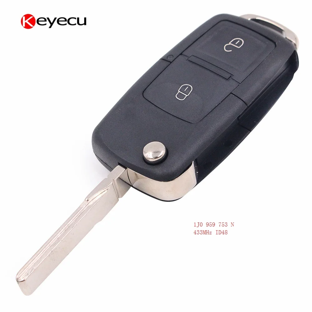 Keyecu 2 Buttons 433MHz ID48 Chip Flip Remote Key for SEAT Leon Toledo