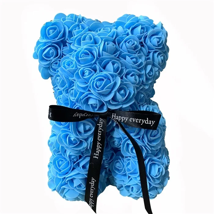 25 см, дропшиппинг, розовый Мишка, пенопласт, мишка, роза, цветок, подружка, День Святого Валентина, подарок на день рождения, украшение для вечеринки - Цвет: blue