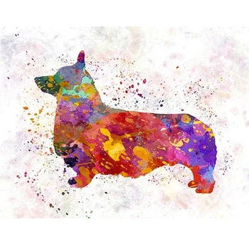 

Mosaic full embroidery puzzle 5d Pattern square drill diy Diamond Painting Watercolor Welsh Corgi Picture Of Rhinestone JS4220