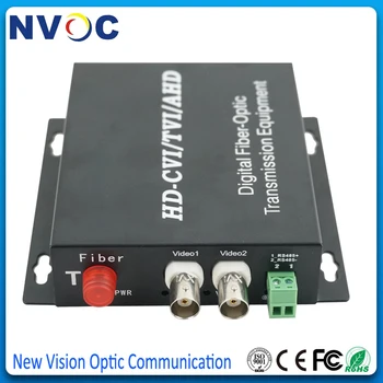 

2Ch HD 720P AHD/CVI/TVI to Fiber Optic Video Converter+1Ch Reverse RS485 Data,SM,SX,20KM,FC,Euro Charger,2Ch HD Video Converter