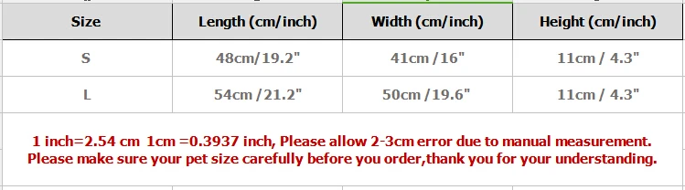 SIZE CHART