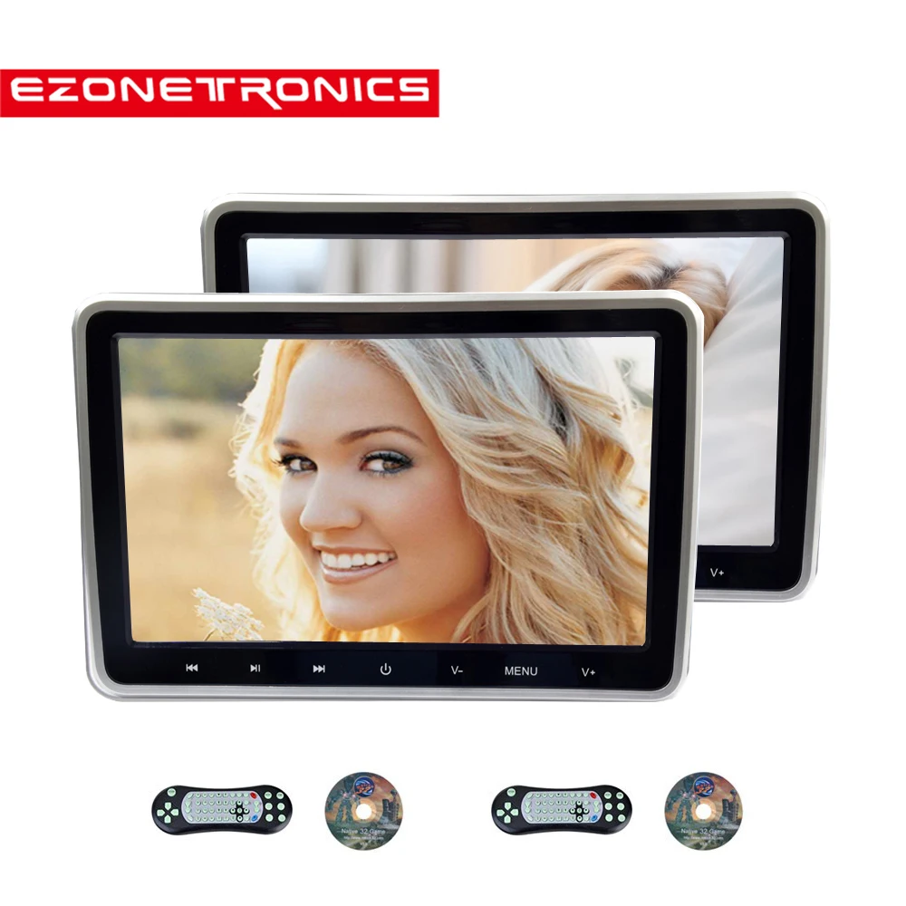 

1/2PCS 10.1 Inch Car Headrest Monitor DVD Video Player USB/SD/HDMI/IR/FM TFT LCD Screen Touch Button Game Remote Control stereo