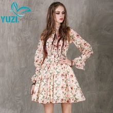 Женское платье Yuzi. may Boho Новое Хлопковое платье трапециевидной формы со стоячим воротником и рукавами-бабочками с поясом, свободное платье с подолом A8163