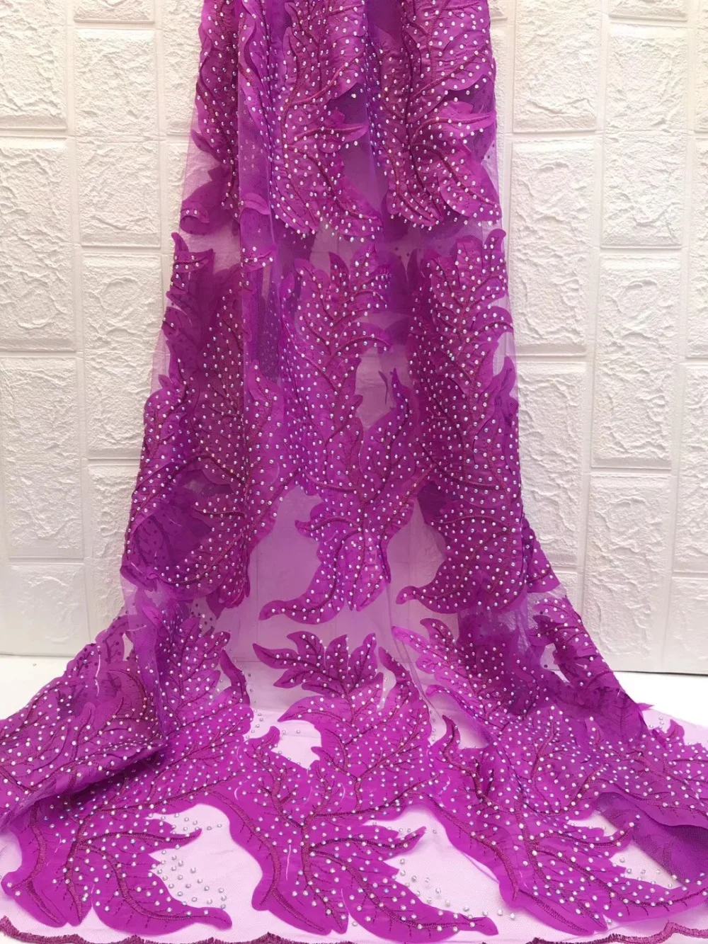 

French lace fabric 5yds/pce dhl leaf patterns full stones fabrics women lagos party ngierian fashion luxury dress 2019 design