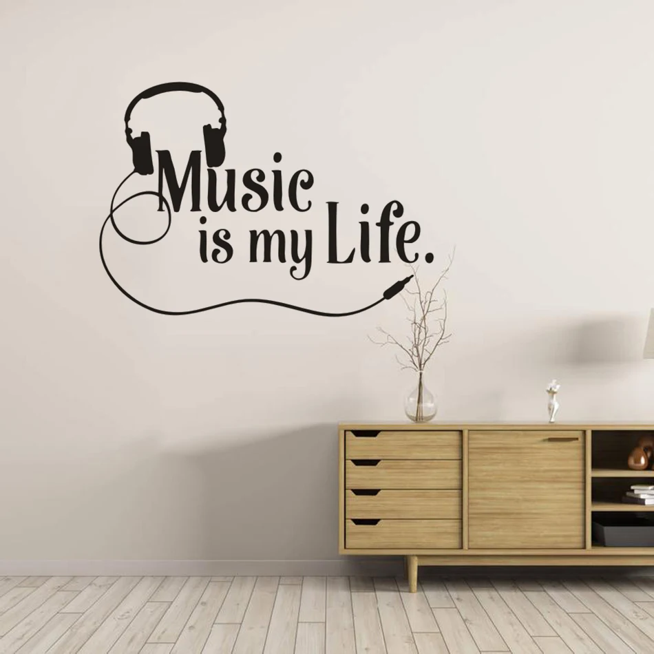 Musical Headphone Vinyl Wall Decal Music Is My Life Quote Wall Murals Rock Popular Music Lover Home Décor Concert Poster AZ822 Musical Headphone Vinyl Wall Decal Music Is My Life Quote Wall Murals Rock Popular Music Lover Home Décor Concert Poster AZ822