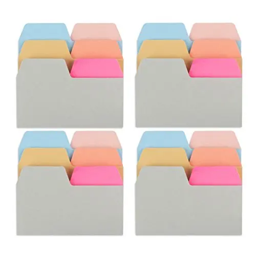 

4 PACK Index Divider Sticky Notes, 6 Colors & Assorted Size Index Tabs, 90 Blank Leaves Per Pack
