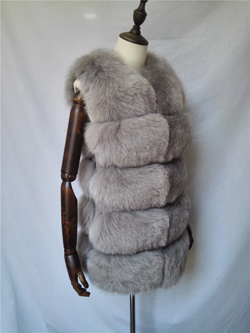 Натуральным лисьим мехом жилет пальто Для женщин Зимние Оригинальные Меховая куртка Теплый Фокс полным ходом Для женщин жилет натуральный