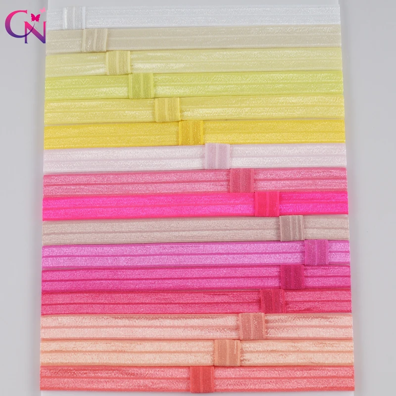 

5/8" FOE Shimmery Elastic Headband With Loop For Kids Girls Elastic Hairbands DIY Bow Hair Accessories 44 Color 44 Pieces/lot