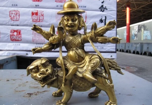

song voge gem S0817 9 Tibetan Buddhism Brass Copper Art Statue of Kubera Dharmapala