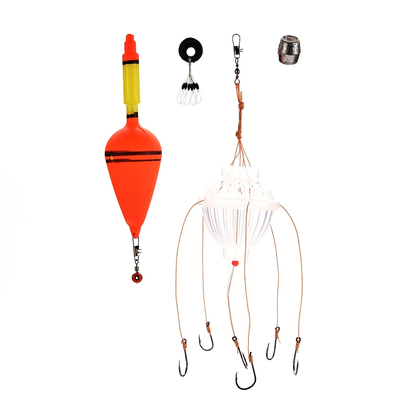 

hot sale Silver Carp Fishing Float Bobber Sea Monster with Carbon Steel Explosion Hooks Fishing Tackle Set