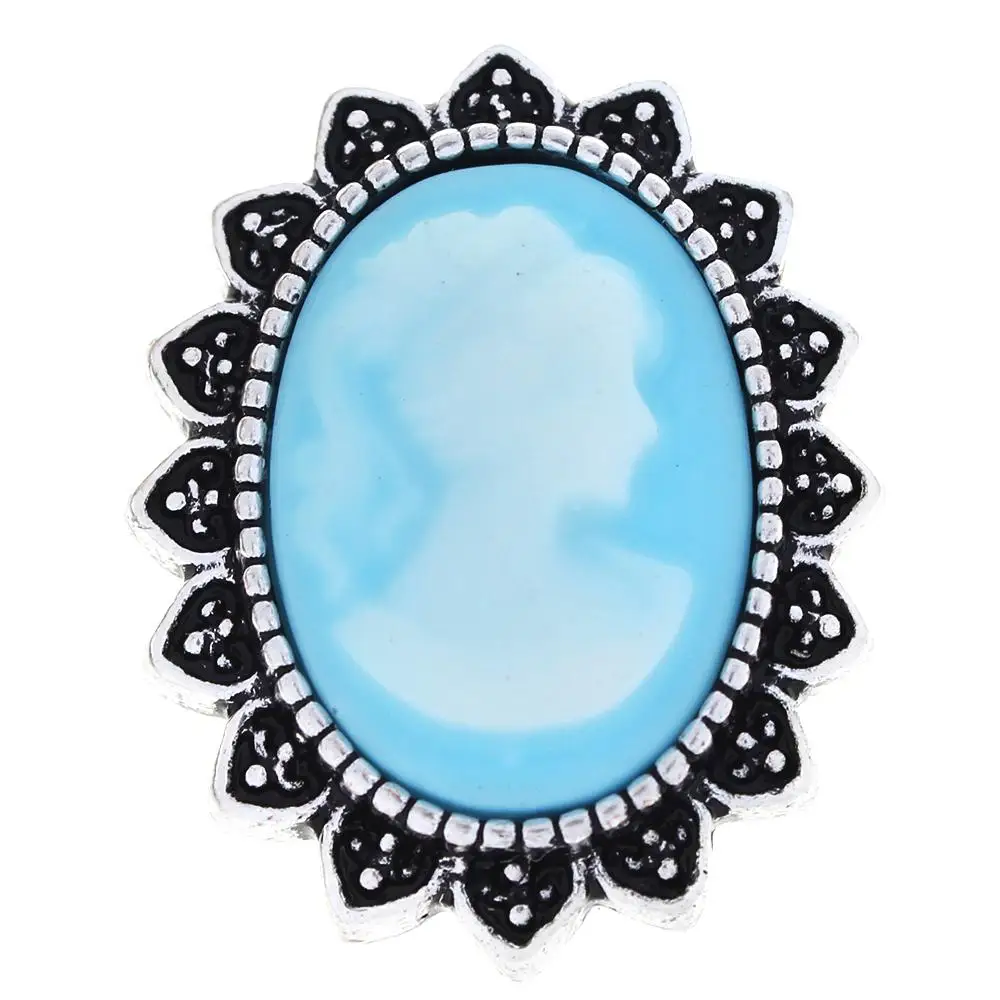 JaynaLee 20mm Blue Resin Girl Ginger Snap Charm Fit Snaps
