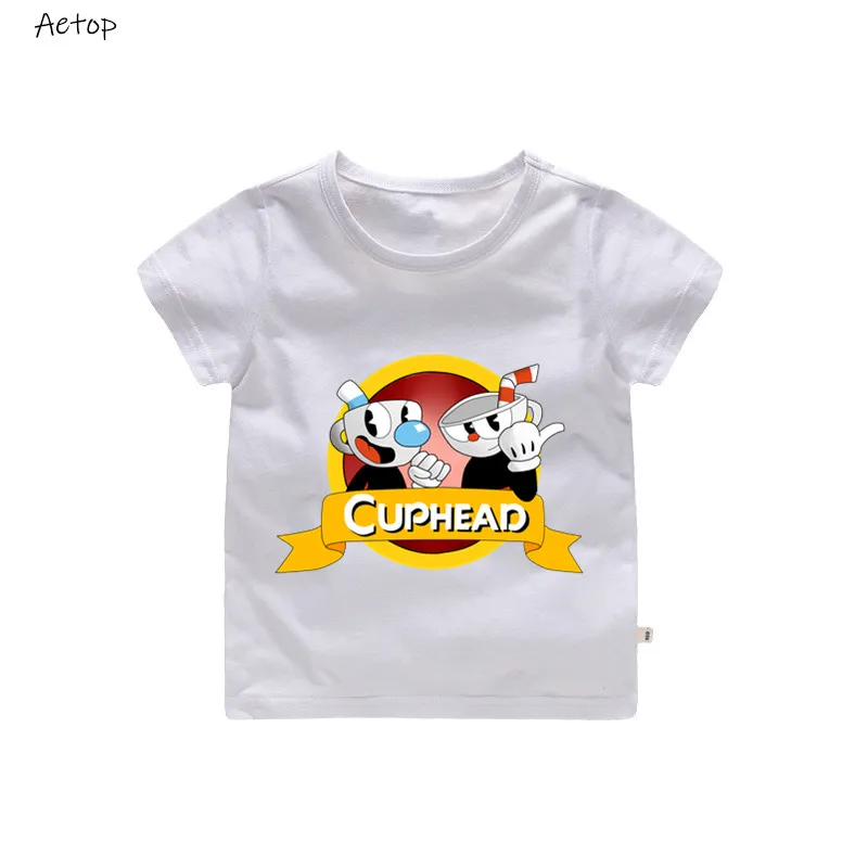 От 2 до 12 лет футболка детская с короткими рукавами Cuphead And Mugman дьяволом Детская