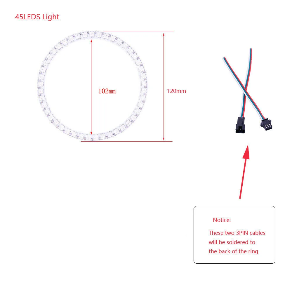Прибор приемно-WS2812B пикселей Кольцо RGB светодиодный светильник 8/16/24/35/45/128 светодиодный s Белый PCB 5050 Мечта Цвет WS2812 ic встроенным DC5V светодиодный полосы - Испускаемый цвет: 45leds