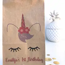 Пользовательские Sleepy Единорог первый день рождения ребенка душ попкорн Конфеты стол Лолли мешки Пол выявить Bakery Cookie Гуди подарочные сувениры