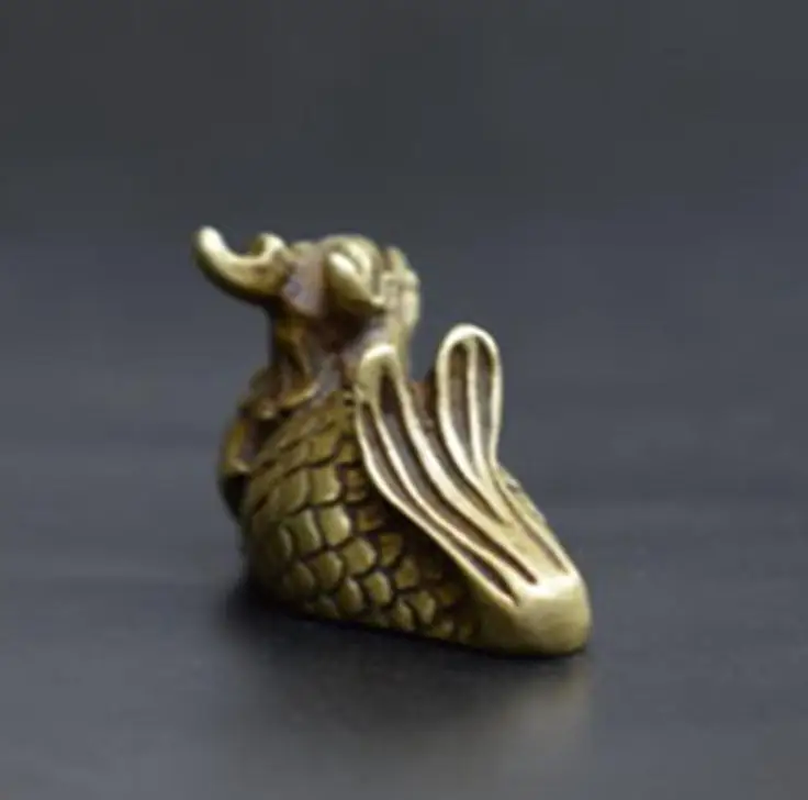 Small and beautiful Collection archaize brass dragon fish small statue 