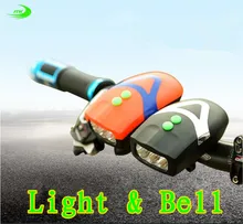 bicycle light+ bell Cycling Bike Bicycle flashlight front lights led Handlebar Ring Horns horn Electronic Alarm Bell Sound F1015