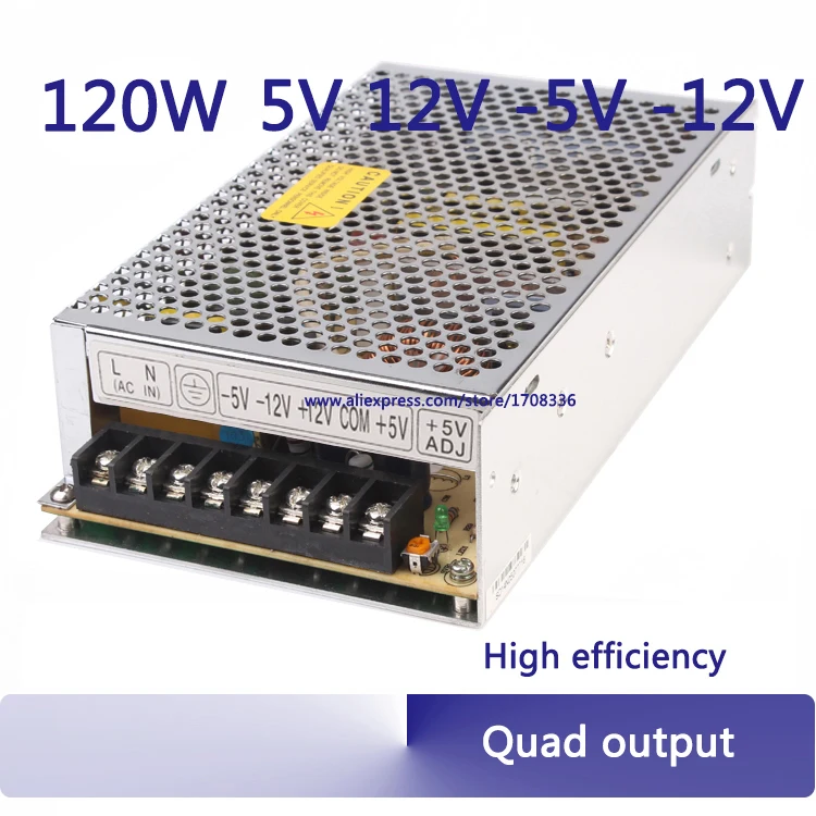

quad output 5V 12V -5V -12V 120W switching power supply used in industry LED lighting AC to DC (Q-120B)
