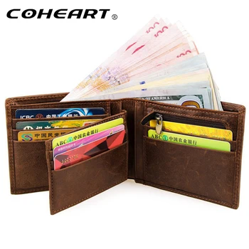 

Crazy Horse leather wallet zipper quality assurance men's leather purse with coin pocket male wallet brand billetera hombre