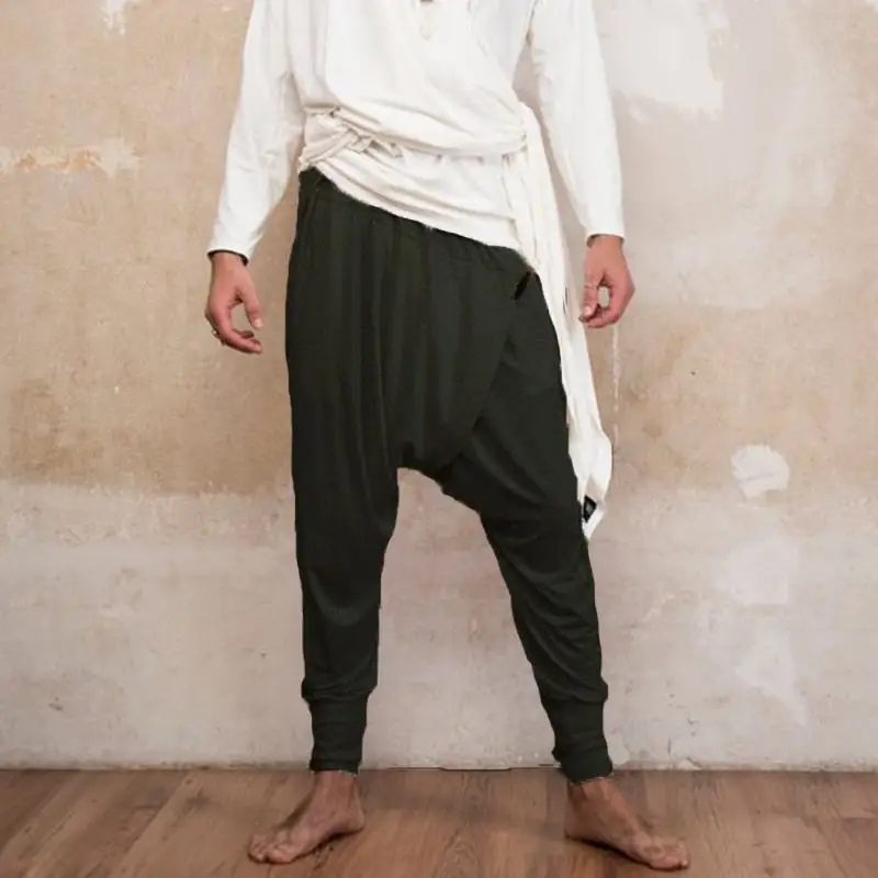 Индийские штаны, Мужские штаны ниндзя, мешковатые штаны-шаровары, свободные штаны для фитнеса с заниженным шаговым швом, модные брюки для танцев в стиле панк, Hombre Pantalon