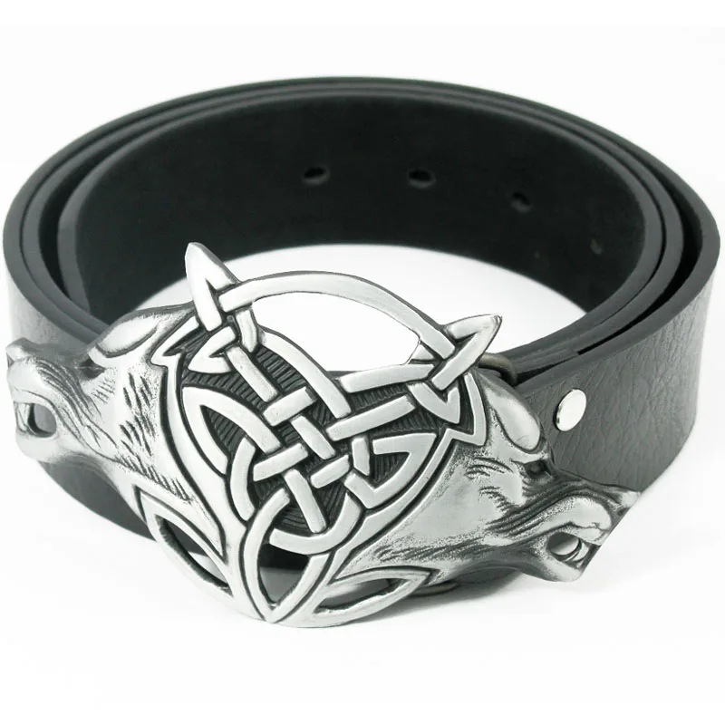 

Belt With Buckle Head Layer Cowhide Genuine Leather Belt Unique Design Wolf Pattern Buckle Belts