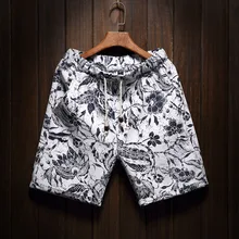 Мужские летние пляжные шорты в повседневном стиле пять длиной до колена шорты Гавайский цветок шорты прямые шорты Большие размеры