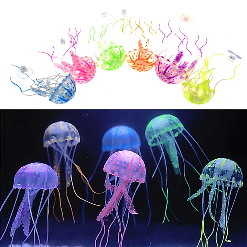 5," светящийся эффект искусственные флуоресцентные Медузы аквариумные рыбки акварио Подводное украшение орнамент аксессуары